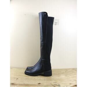 New Stuart Weitzman Boots 6.5B Black Leather KEELAN City Over The Knee Shoes